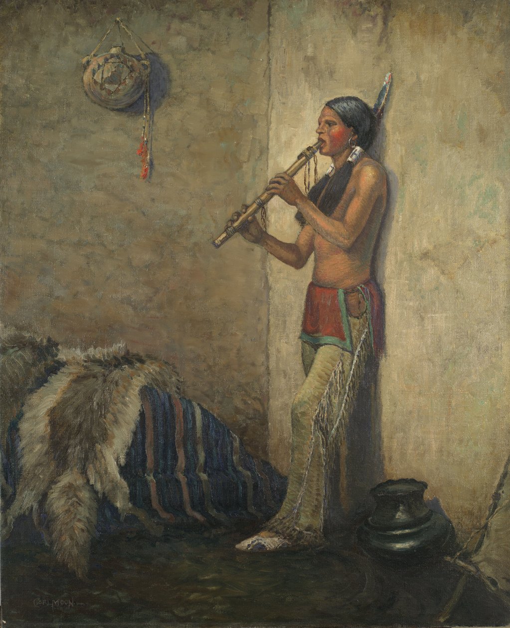 吹笛子的印度人（布面油画） 作者 卡尔·穆恩