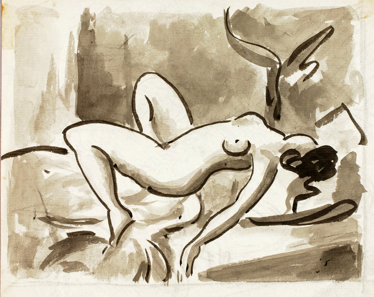 躺着的女性裸体 作者 卡尔·纽曼