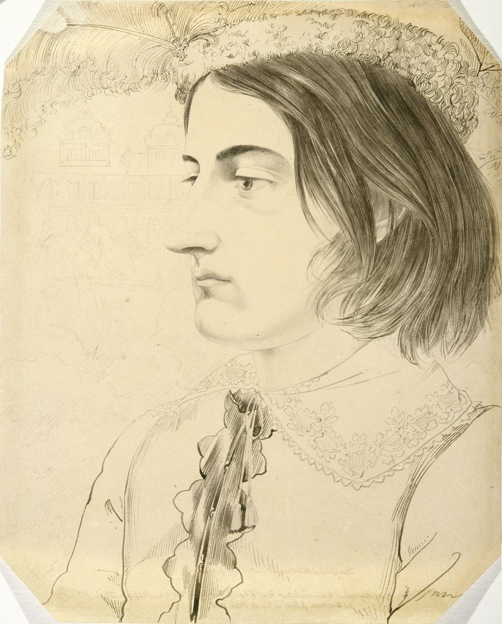Ludwig Simon，神学院学生，1816年（笔和纸上的黑色墨水） 作者 卡尔·菲利普·福尔