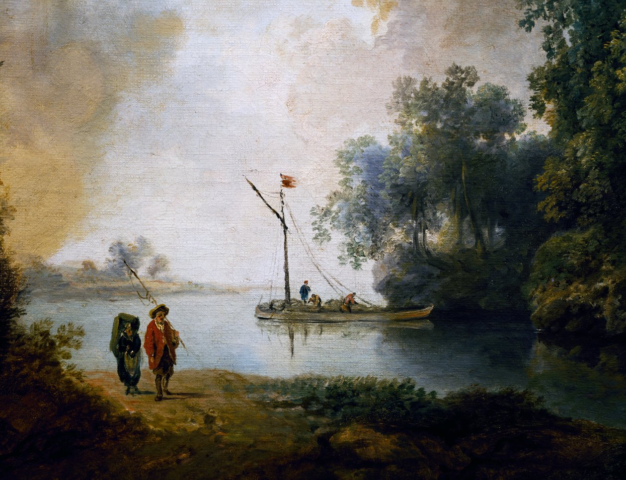 河流景观，约 1780 年，Carl Philipp Schallhas（1767-1797），细节，匈牙利 作者 卡尔·菲利普·沙哈斯