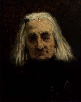 弗朗兹-李斯特（1811-1886）的肖像（布面油画）。 作者 卡尔·施洛瑟（Carl Schlosser）