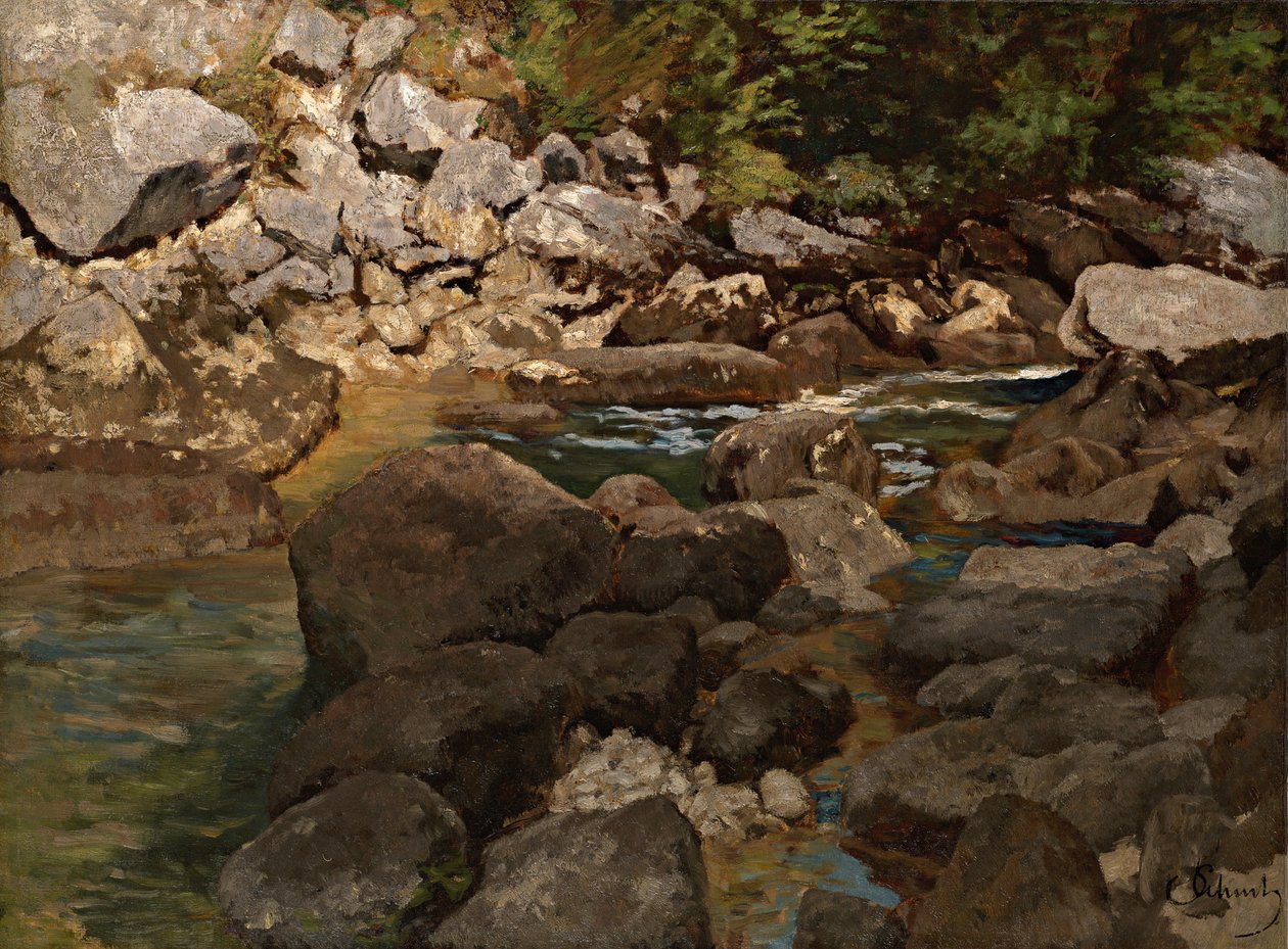 巨石山Stream，1888-1889年 作者 卡尔·舒赫