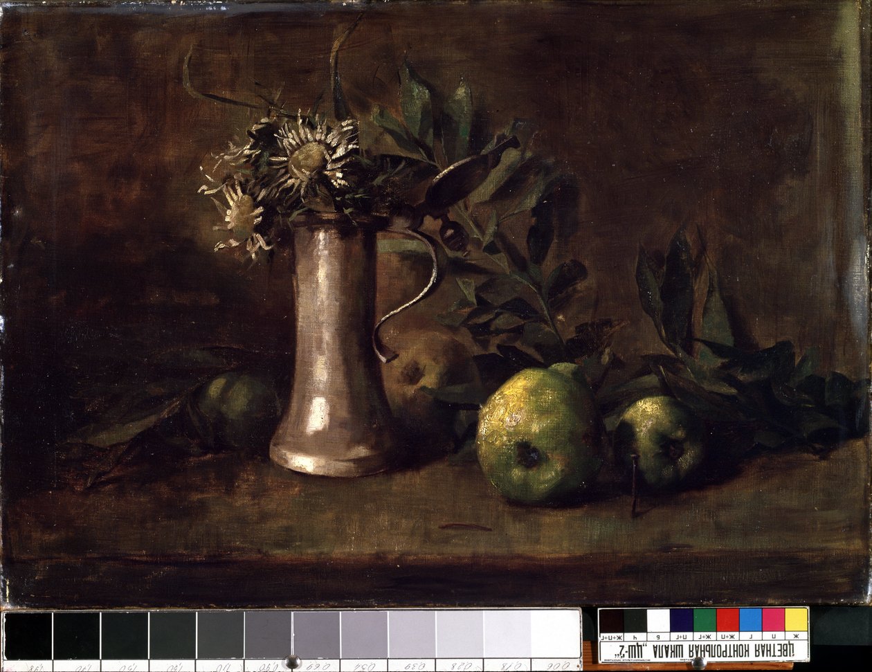静物》（Nature morte）。卡尔-舒赫（1846-1903 年）的绘画作品。纸上油画，52.5 x 76 厘米。19 世纪的荷兰艺术。国家 M.K. Ciurlionis 艺术博物馆，考纳斯（立陶宛）。 作者 卡尔·舒赫