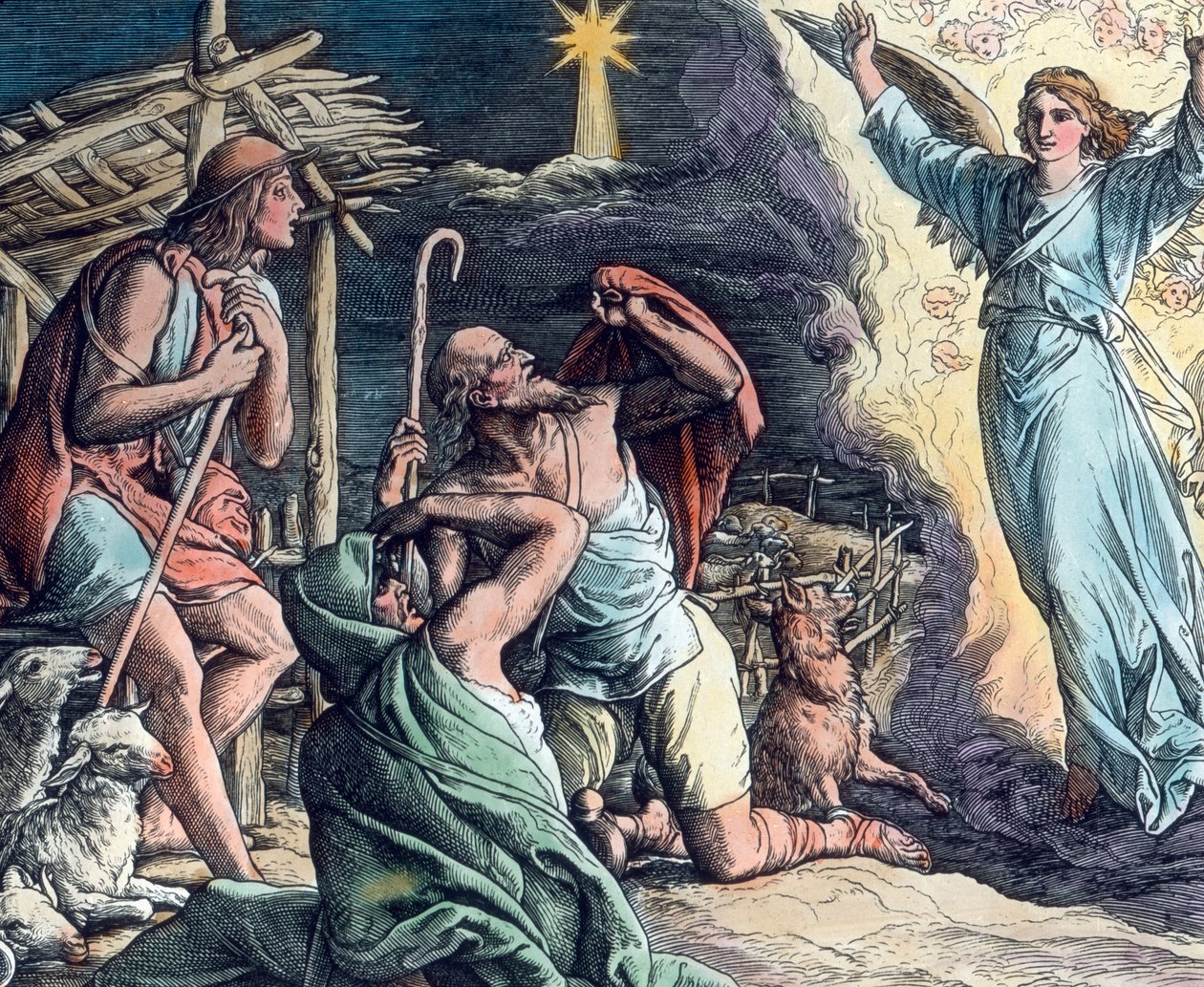 天使的信息德国画家 Julius Schnorr von Carolsfeld（1794 - 1872 年）的插图（无日期）。图片日期：1910 年。卡尔-西蒙档案 作者 卡尔·西蒙