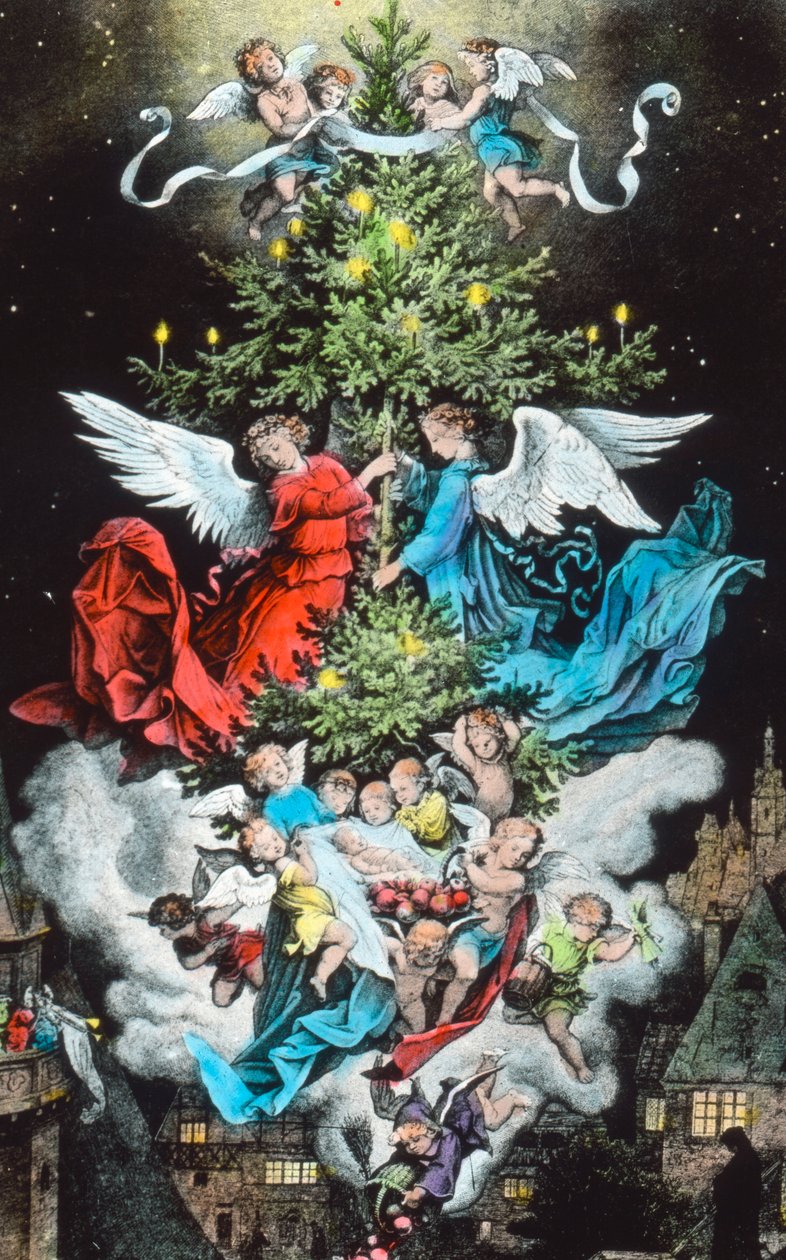 天上的圣诞树。德国画家和图形艺术家弗里茨-里希特（1904 - 1981 年）的插图。图片日期：约 1930 年。卡尔-西农档案馆 作者 卡尔·西蒙
