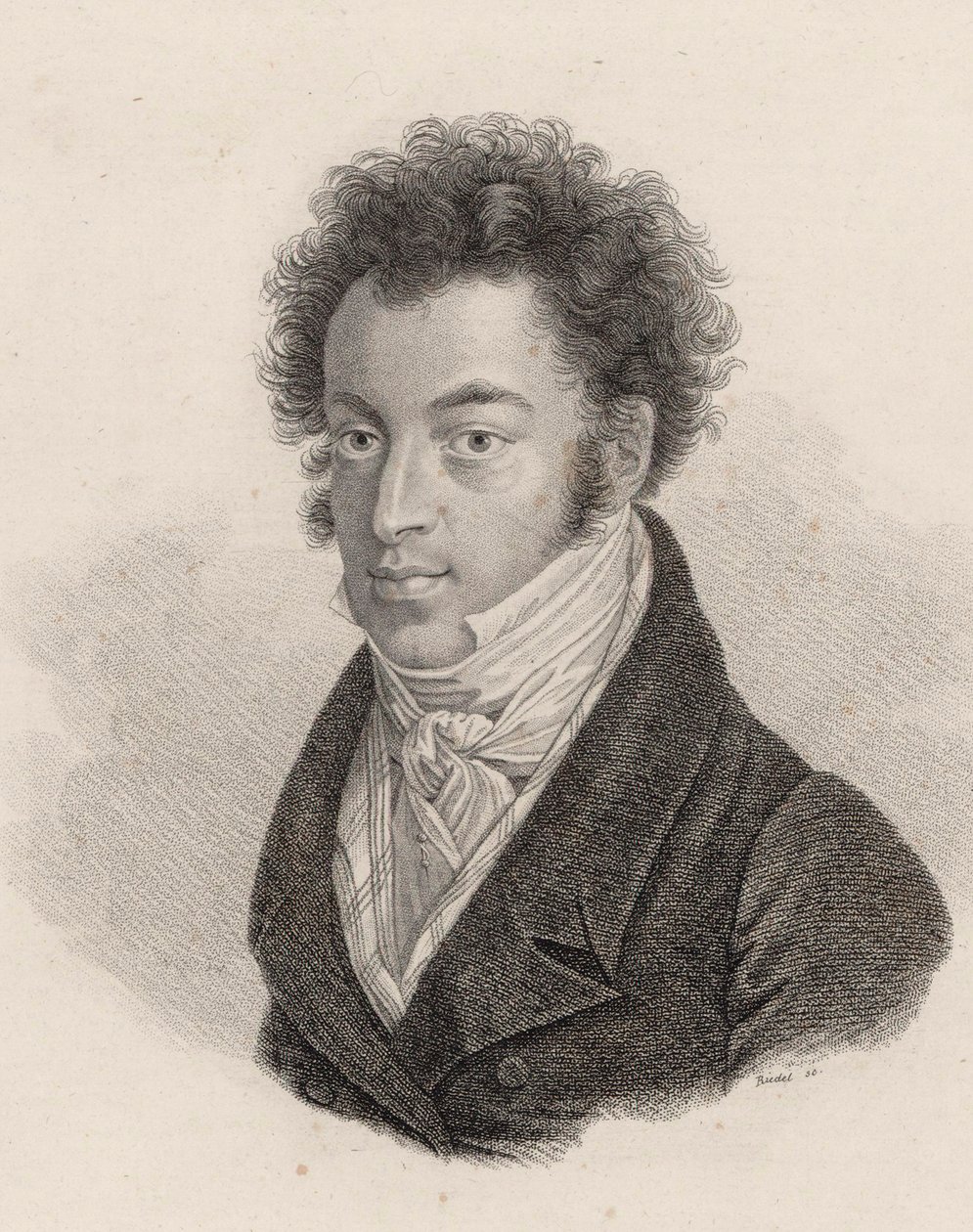 钢琴家和作曲家Ignaz Moscheles 1794-1870的肖像。 作者 卡尔·特劳格特·里德尔