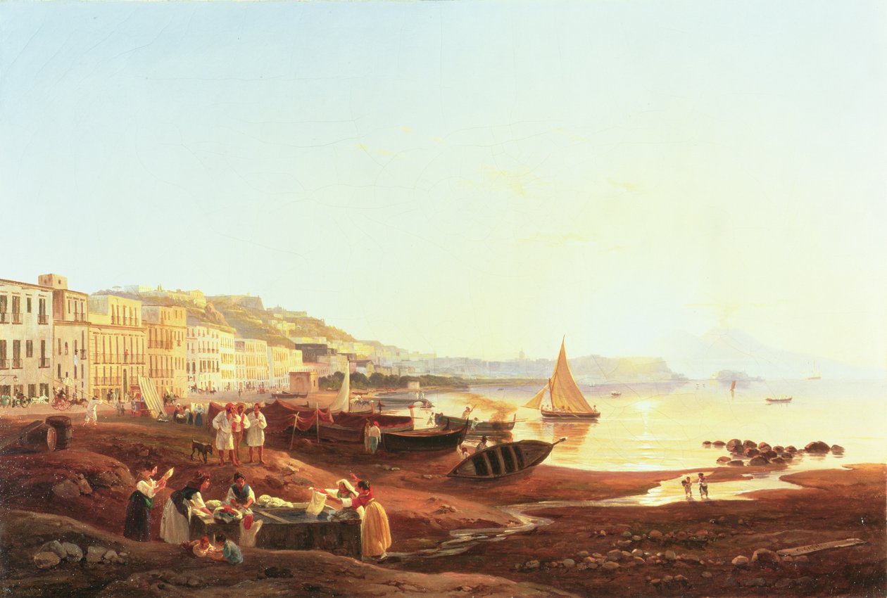 Mergellina Harbour，1831 作者 卡尔·威廉·格茨洛夫