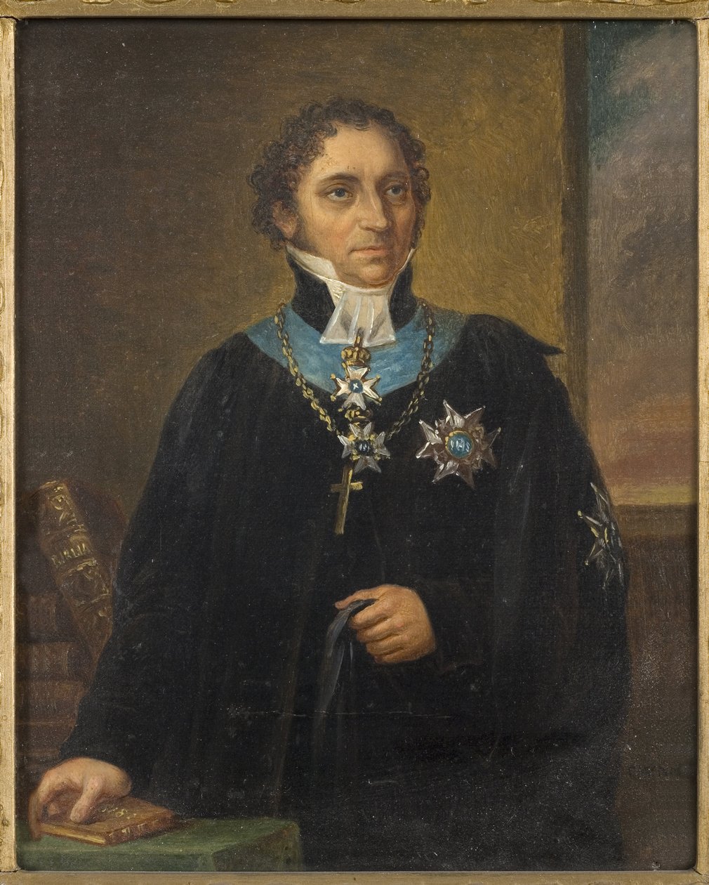约翰·奥洛夫·沃林 (Johan Olof Wallin，1779-1839) 的肖像，卡尔·威廉·诺德格伦 (Nordgren, Carl Wilhelm，1804-1857) 创作。 布面油画。 尺寸：18x15 厘米。 斯德哥尔摩国家博物馆 作者 卡尔·威廉·诺德格伦