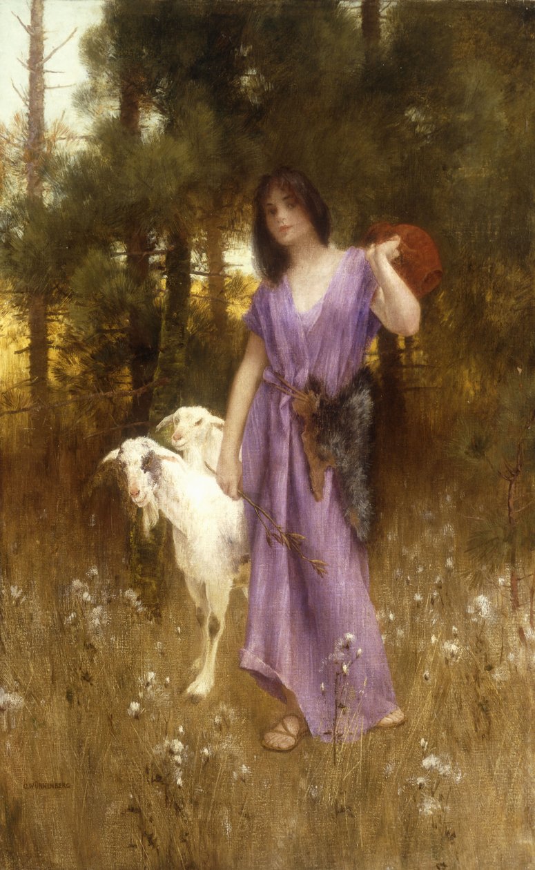 牧羊女（布面油画） 作者 卡尔·温纳伯格