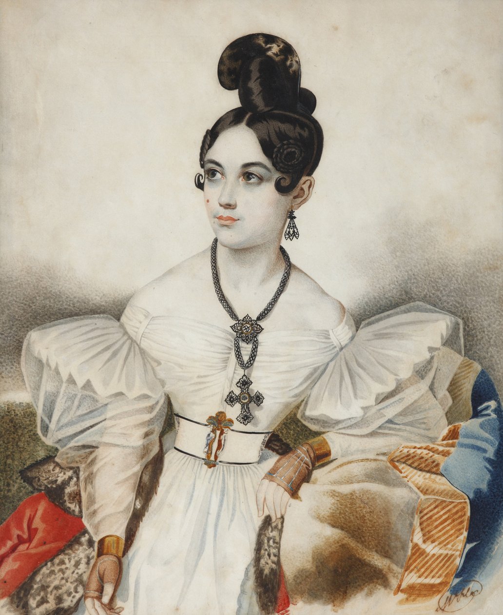 阿波罗尼亚（Apollonia）Apollinaria Mikhailovna Vielgorskaya 1818-1887，1830年代。 作者 卡尔·冯·汉佩尔恩