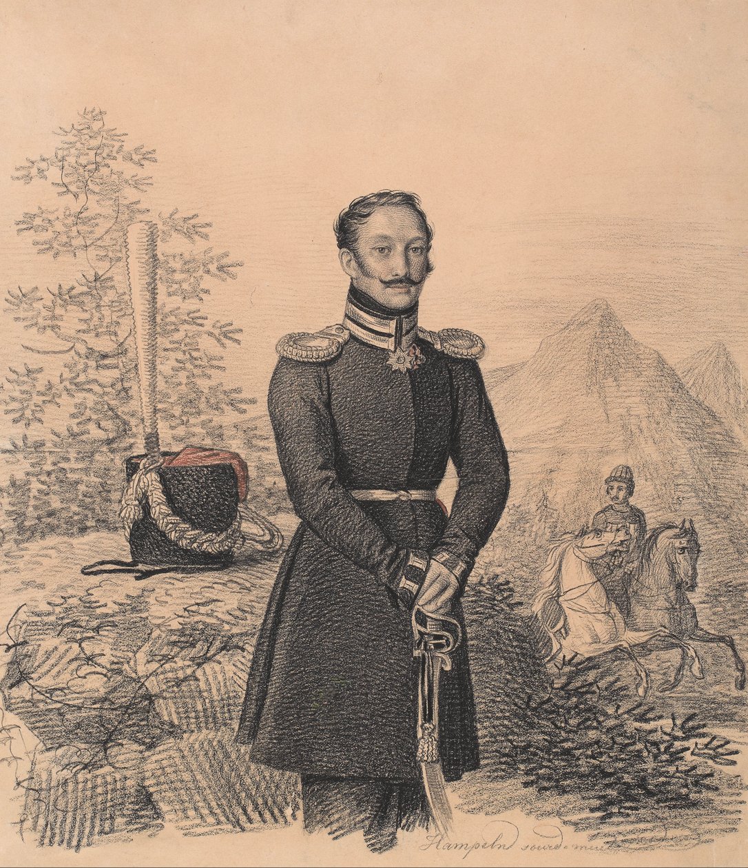 Fyodor Alexandrovich Bekovich-Cherkassky的肖像1791-1833，1822年。 作者 卡尔·冯·汉佩尔恩