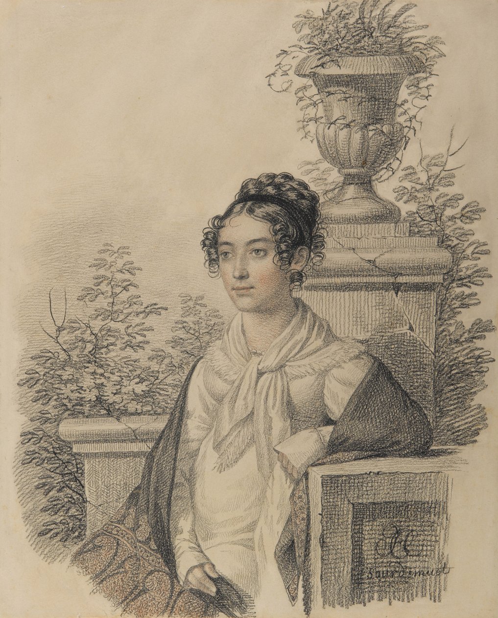 奥尔加·尼古拉耶夫娜·科科什基纳（Olga Nikolaevna Kokoshkina）的画像，雷扎诺娃（Rezanova）1802-1828年，摄于1824年至1828年之间。 作者 卡尔·冯·汉佩尔恩