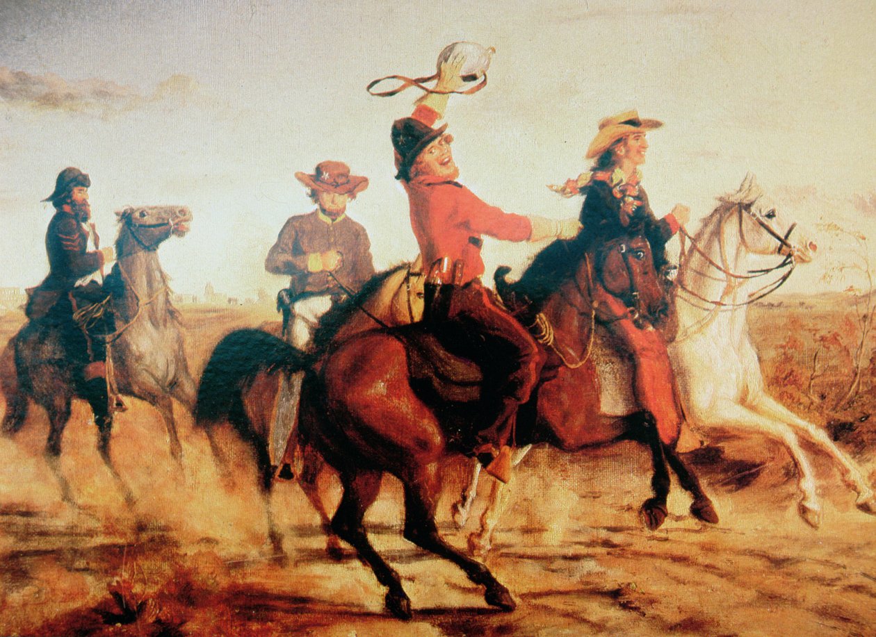 特里的德州游骑兵，约1845年（布面油画）。 作者 卡尔·冯·伊万斯基