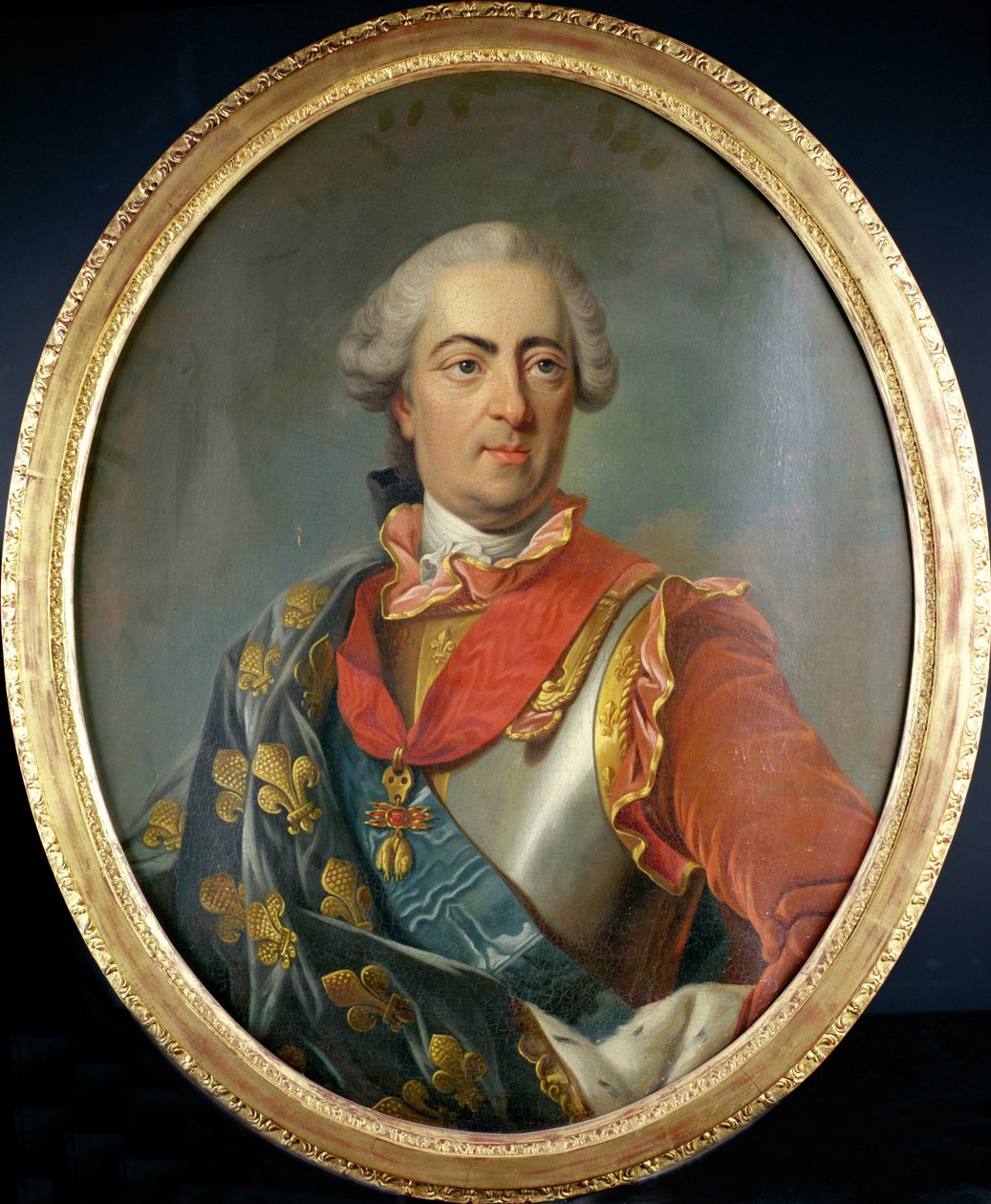 法国国王路易十五（1710-74）的肖像，穿着金羊毛勋章 作者 卡尔·范·卢