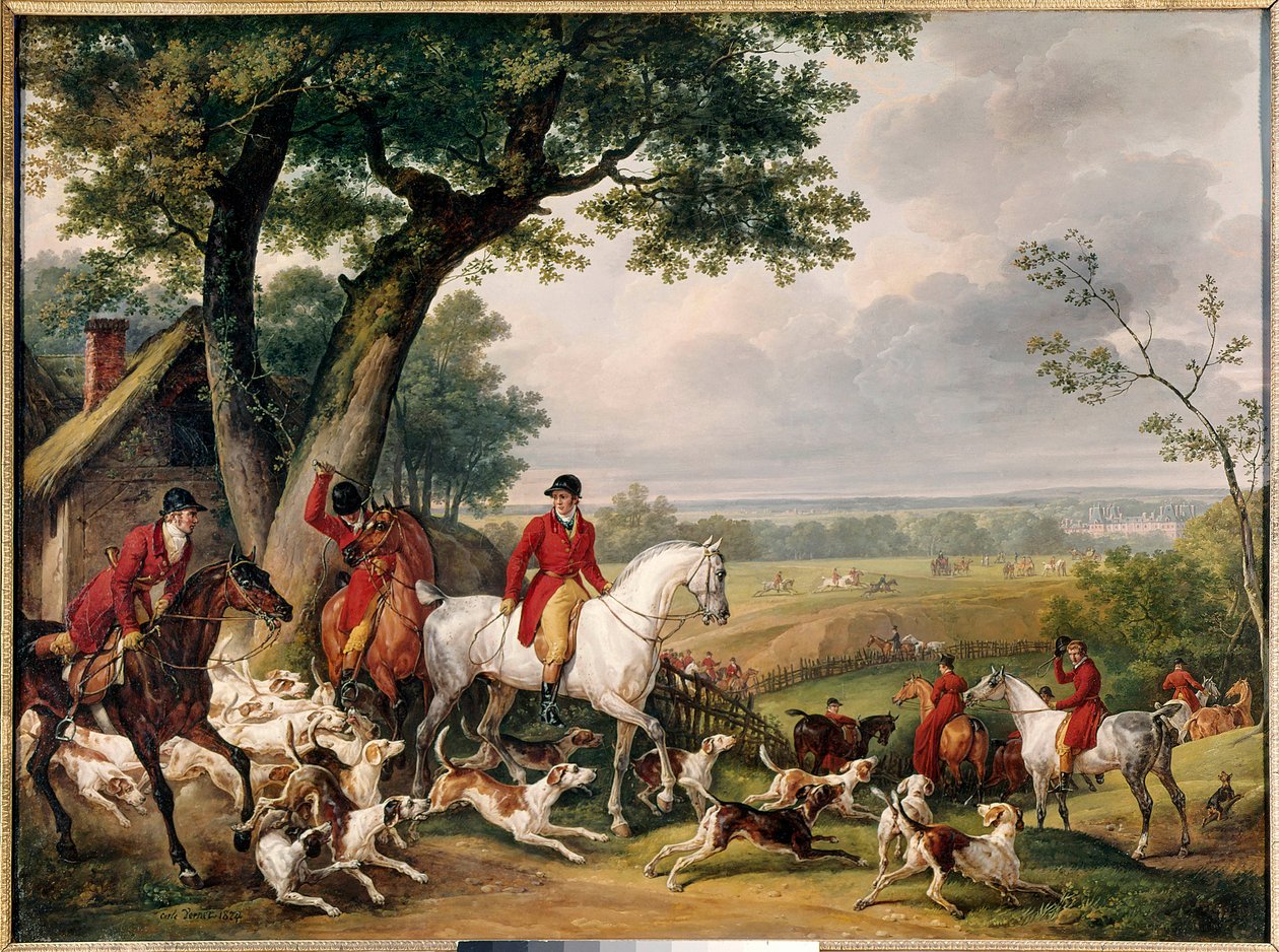 Hunting in the forest of Fontainebleau Painting by Antoine Vernet dit Carle (1758-1836) 1824 Gien. Hunting Museum - Hunting in the forest of Fontainebleau. Painting by Antoine Vernet called Carle (1758-1836) 1824. Museum of Hunting, Castle of Gien, France 作者 卡尔·韦尔内