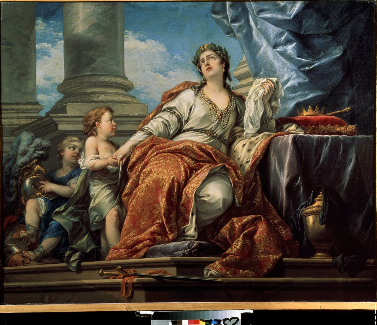 悲剧的寓言Carle Van Loo（1705-1765 年）的绘画作品。水彩画 作者 卡尔·范·卢