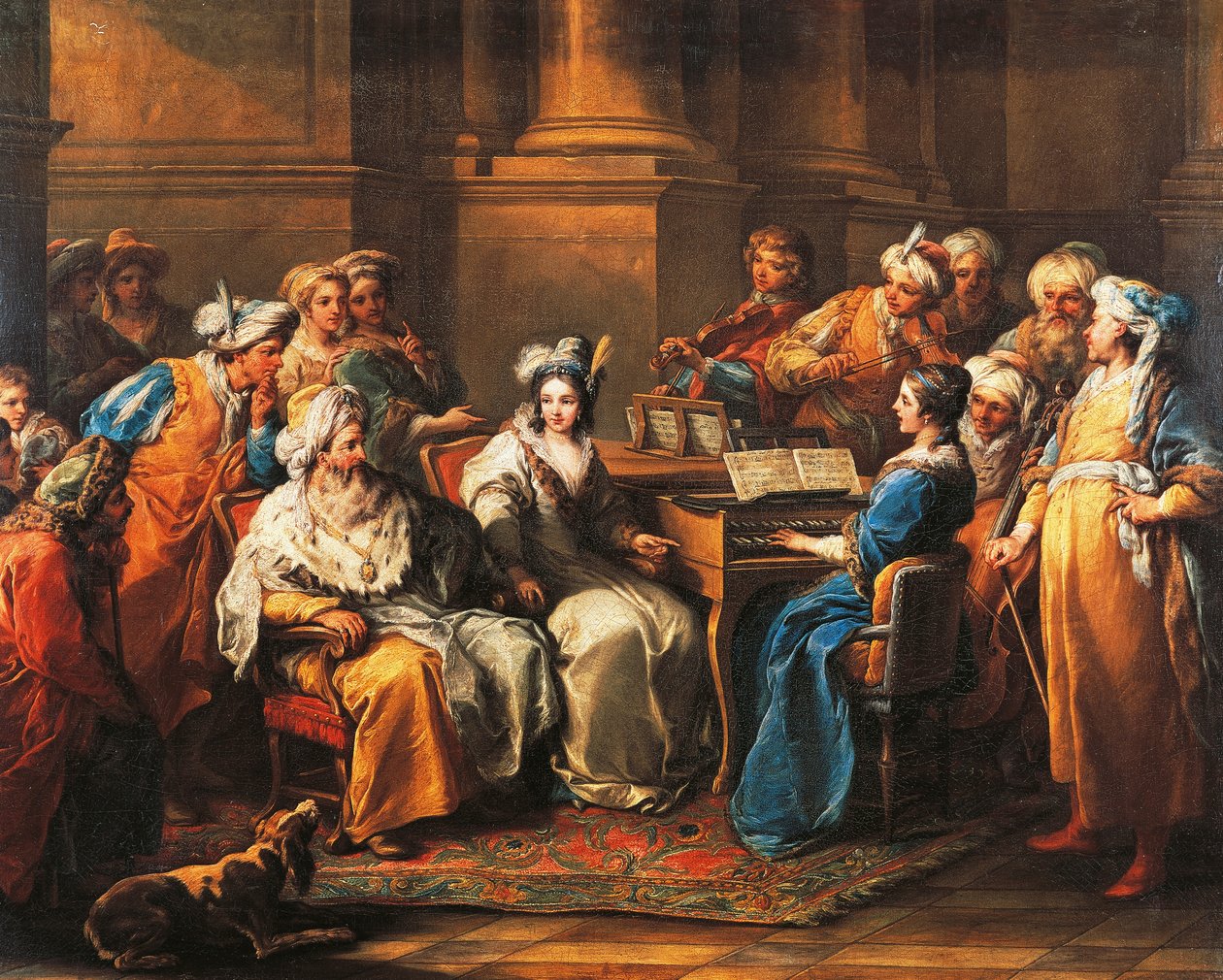 大土耳其人为他的情妇举办音乐会，由Carle van Loo（1705-1765）创作，布面油画，72.5 x 91厘米，法国 作者 卡尔·范·卢