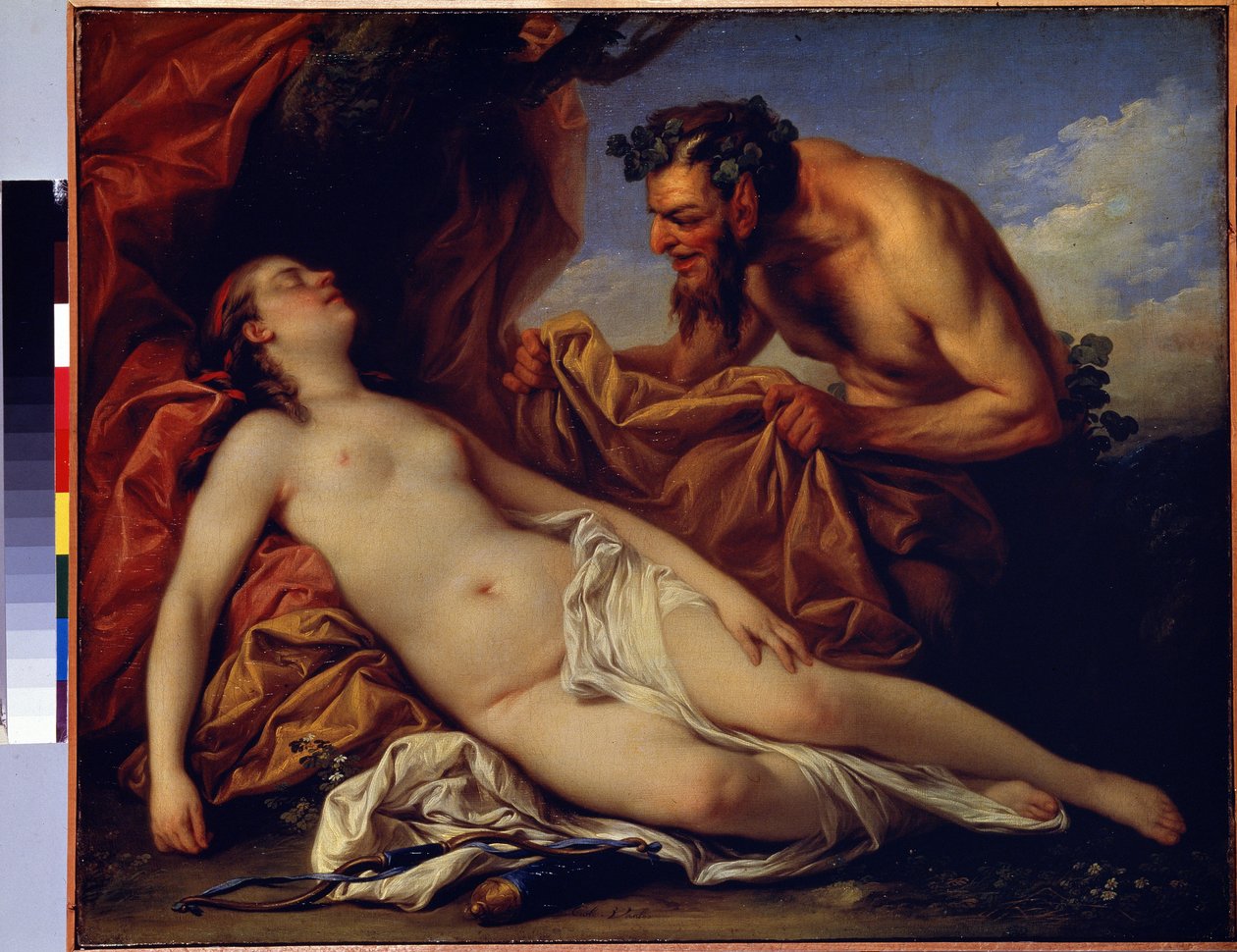 朱庇特和安提俄佩Carle Van Loo（1705-1765 年）的画作。布面油画，50 x 72 厘米，约 1753 年。法国画派，洛可可艺术。圣彼得堡冬宫博物馆。 作者 卡尔·范·卢