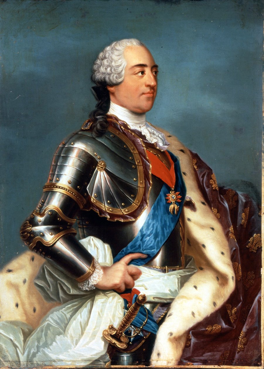 路易十五 (1710 - 1774) 的肖像。 Carle Van Loo (1705 - 1765) 的绘画。 作者 卡尔·范·卢