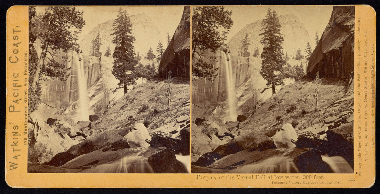 Piwyac，或Vernal Fall，300英尺，优胜美地山谷，Mariposa County，Cal。 作者 卡尔顿·沃特金斯
