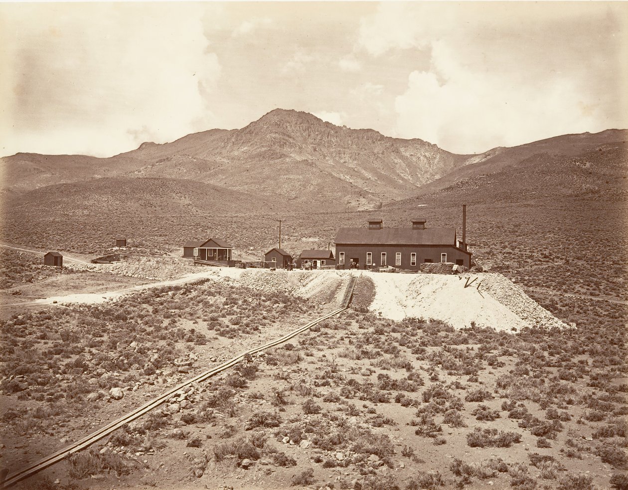 苏特罗隧道的建筑，1875年，约1876年印刷。 作者 卡尔顿·埃蒙斯·沃特金斯