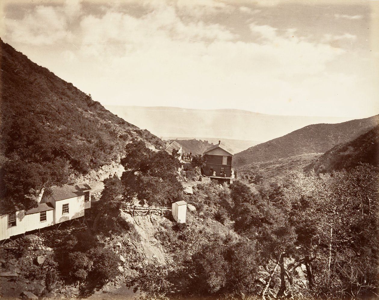 热硫磺泉，圣巴巴拉，1876年，约1876年印刷。 作者 卡尔顿·埃蒙斯·沃特金斯