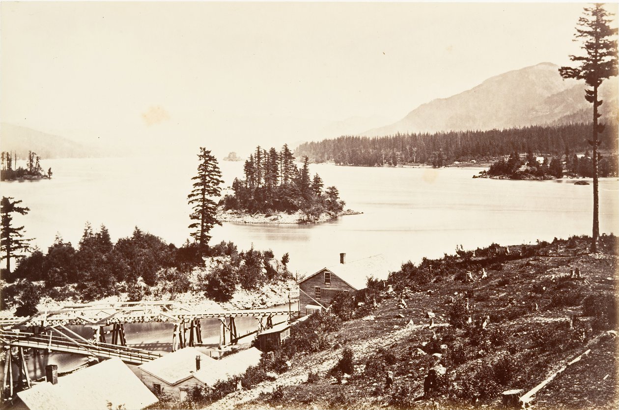 俄勒冈州上喀斯特地区的岛屿，1867年，约1876年印刷。 作者 卡尔顿·埃蒙斯·沃特金斯