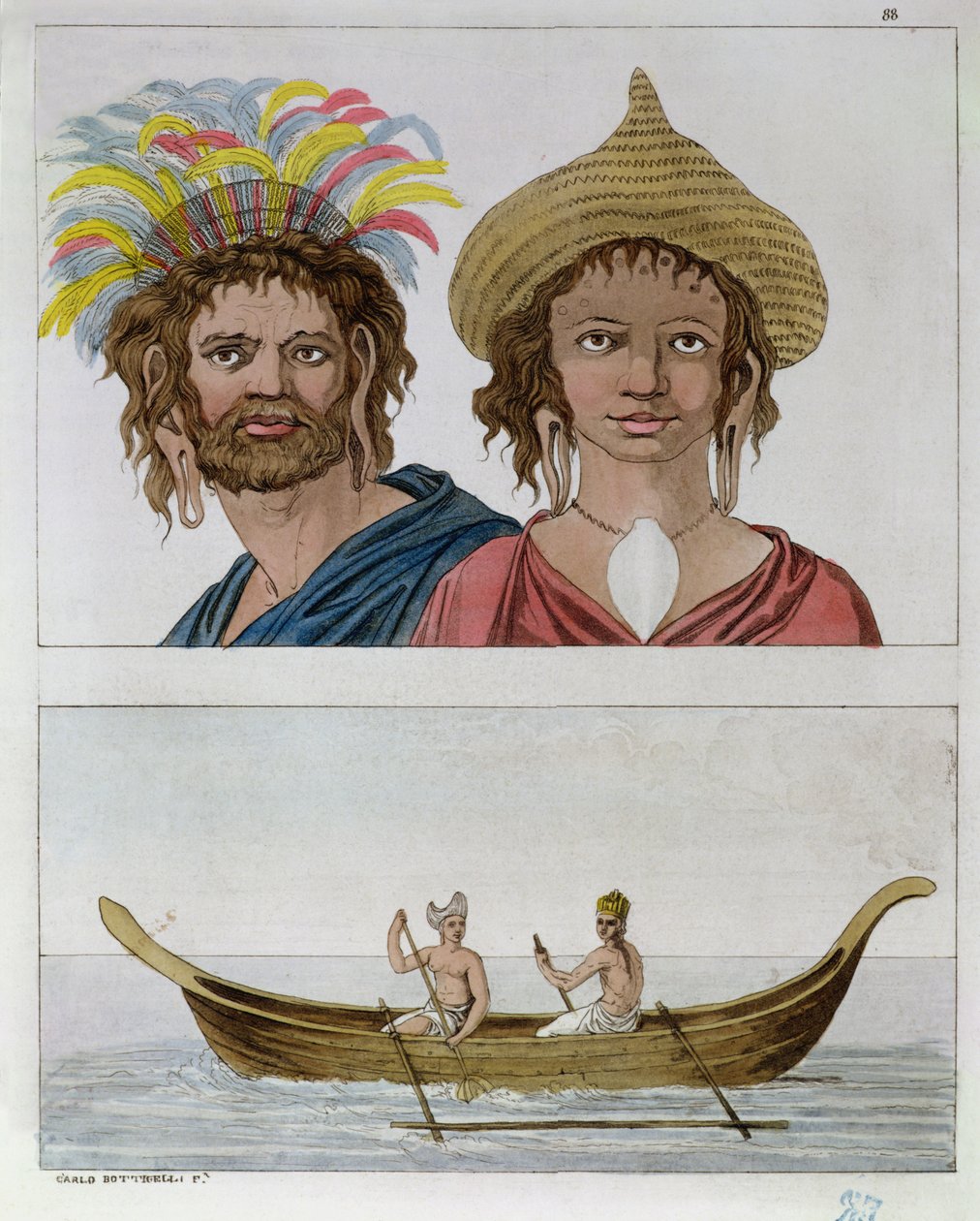 复活节岛的居民，来自Jules Ferrario的“旧与现代服装”，1820年 作者 卡洛·波提切利（Carlo Botticelli）