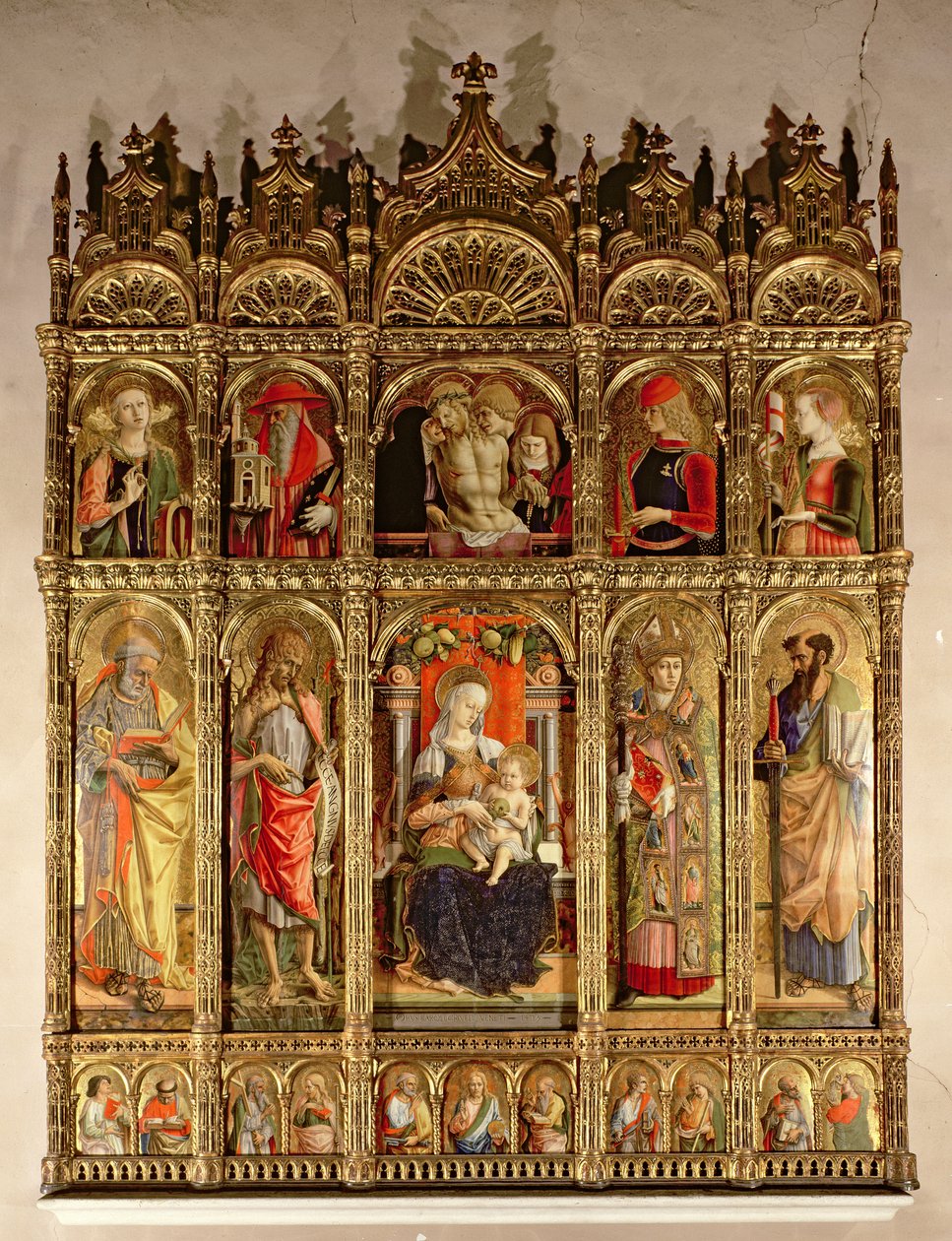 麦当娜和儿童与圣徒，polyptych，1473（面板上的蛋彩画） 作者 卡洛·克里维利（Carlo Crivelli）
