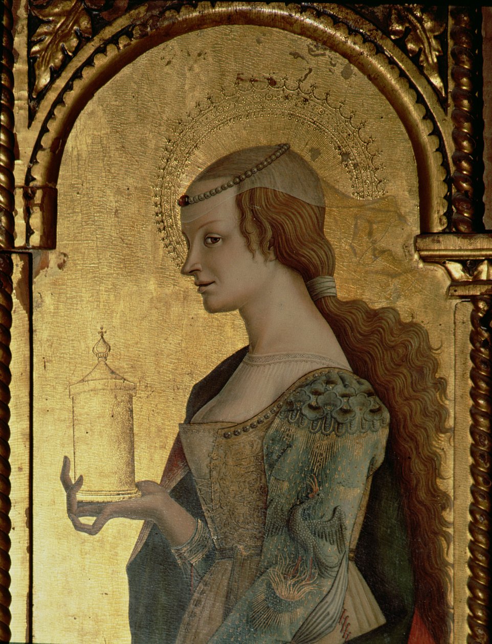 St. Mary Magdalene，来自Santa Lucia三联画的细节（面板上的蛋彩画）（见76686） 作者 卡洛·克里维利（Carlo Crivelli）
