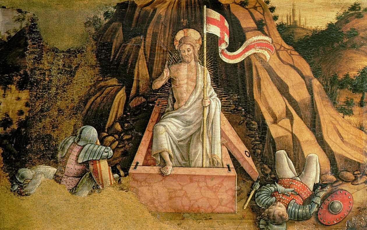 复活，圣西尔维斯特polyptych的右手预制面板，1468（面板上的蛋彩画）（见76657） 作者 卡洛·克里维利（Carlo Crivelli）