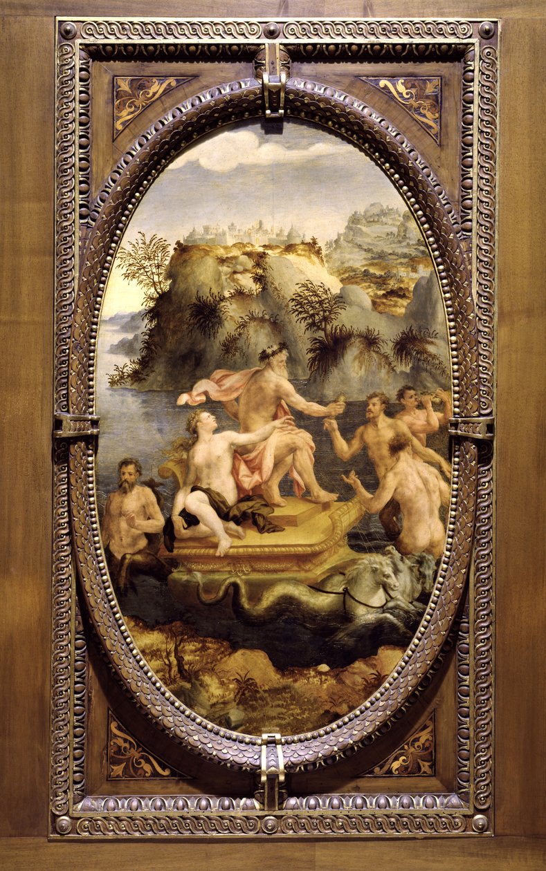 海王星和Amphitrite，1572年（石板上油） 作者 卡洛·波特利