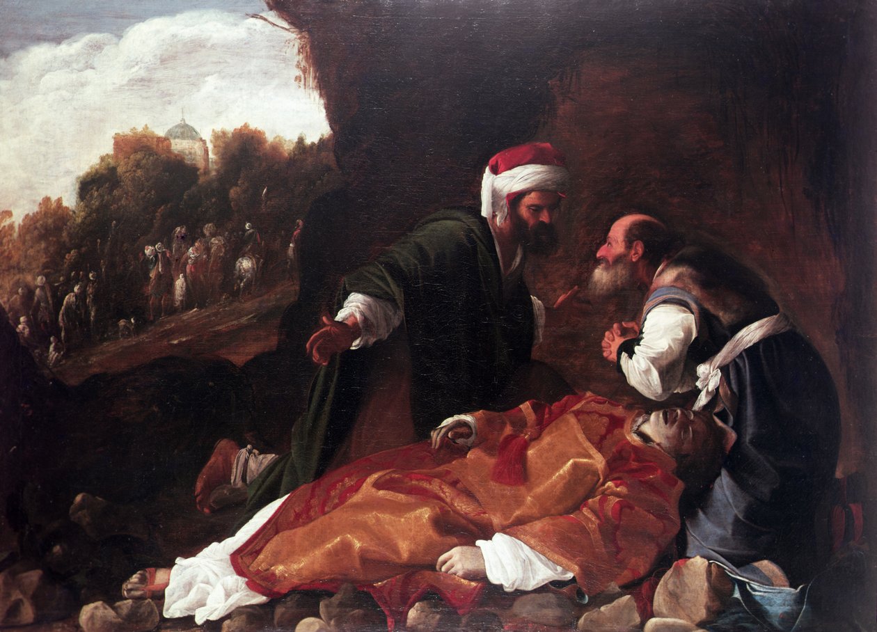 圣斯蒂芬的葬礼（布面油画） 作者 Carlo (attr. To) Saraceni