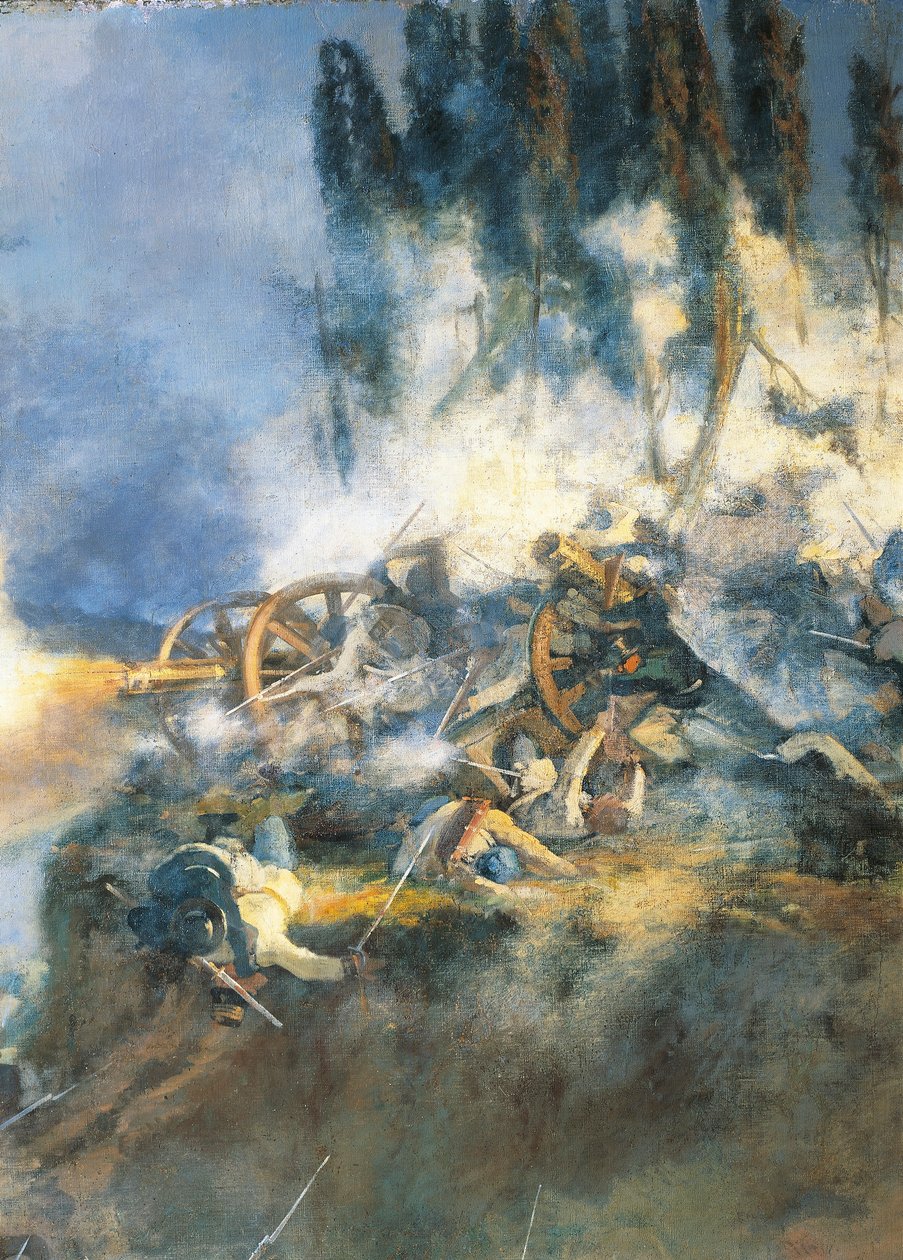 第二次独立战争--圣马蒂诺之战，1859年6月24日，由Carlo Ademollo绘制。 作者 卡洛·阿德莫洛
