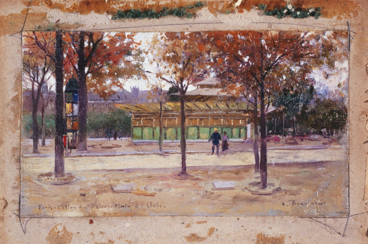 1900 年至 1907 年间，大都会入口，Étoile 广场（布面油画，裱在纸板上） 作者 卡洛·布兰卡乔（Carlo Brancaccio）