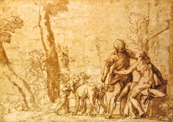 会议》，约1590年（纸本深褐色水墨）。 作者 卡洛·卡里亚里（Carlo Caliari）
