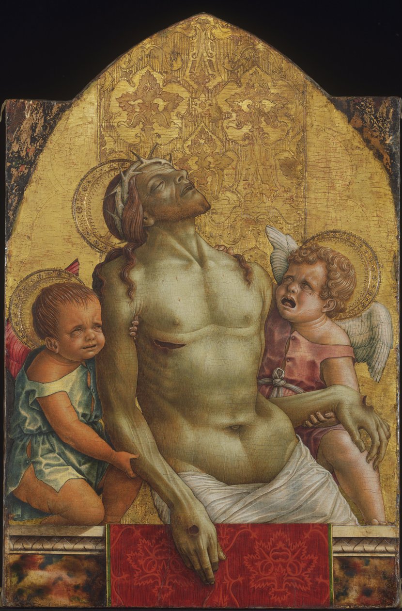 两个天使搀扶着死去的基督 作者 卡洛·克里维利（Carlo Crivelli）