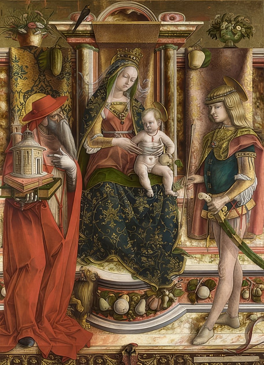 燕子夫人（Madonna mit der Schwalbe）。纳赫1490 作者 卡洛·克里维利（Carlo Crivelli）