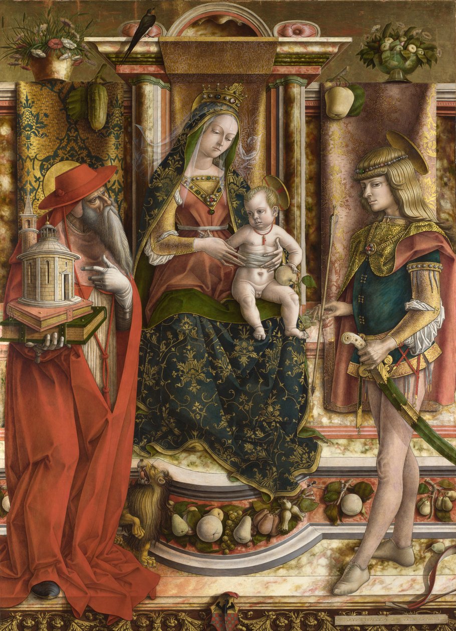 La Madonna della Rondine，1490年后（木头上的油和鸡蛋蛋彩画） 作者 卡洛·克里维利（Carlo Crivelli）