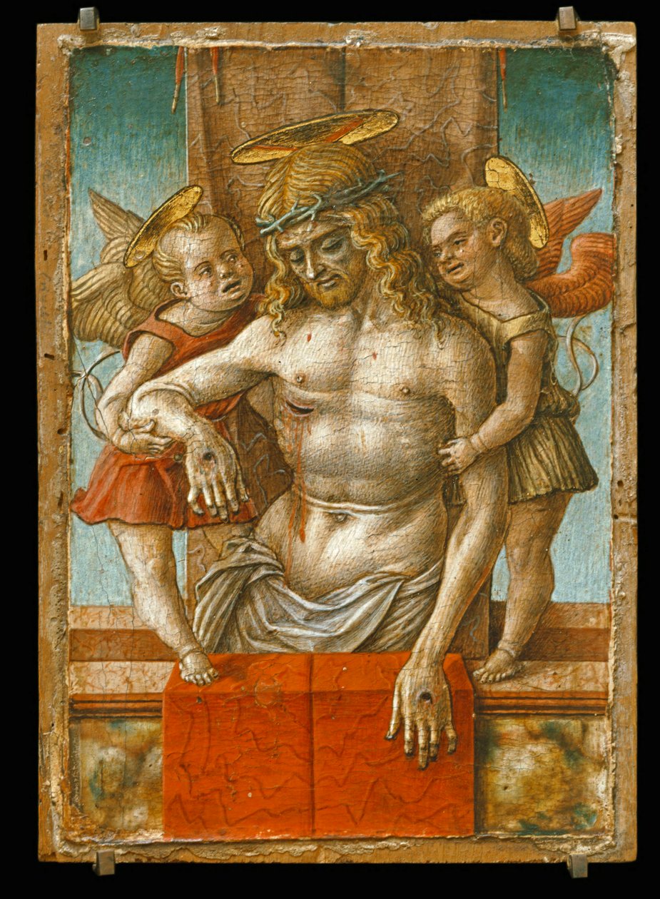 死去的基督在两位天使的搀扶下... 作者 卡洛·克里维利（Carlo Crivelli）