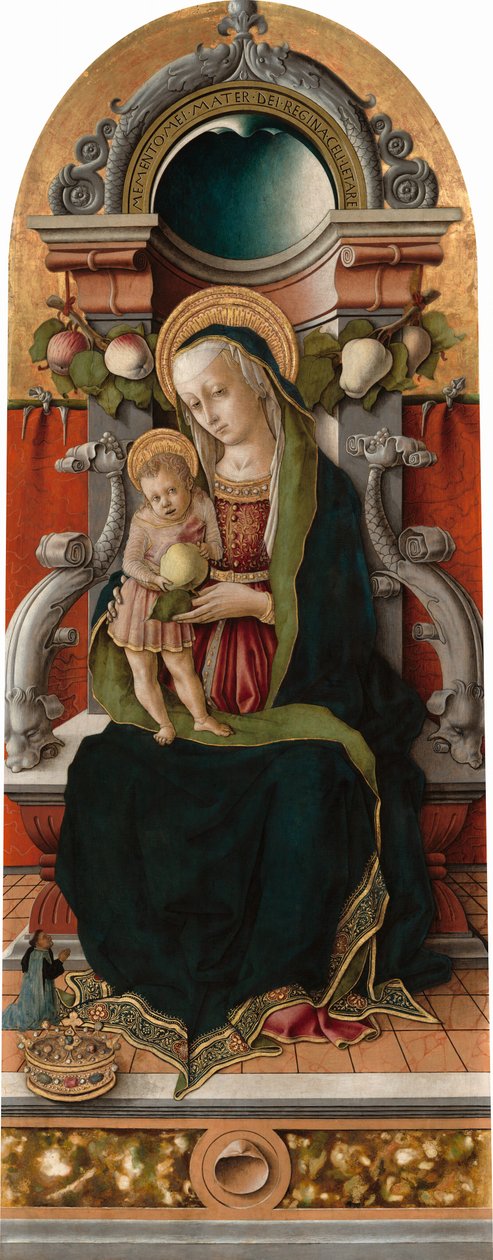 圣母和儿童与捐赠者在一起，1470年。 作者 卡洛·克里维利（Carlo Crivelli）