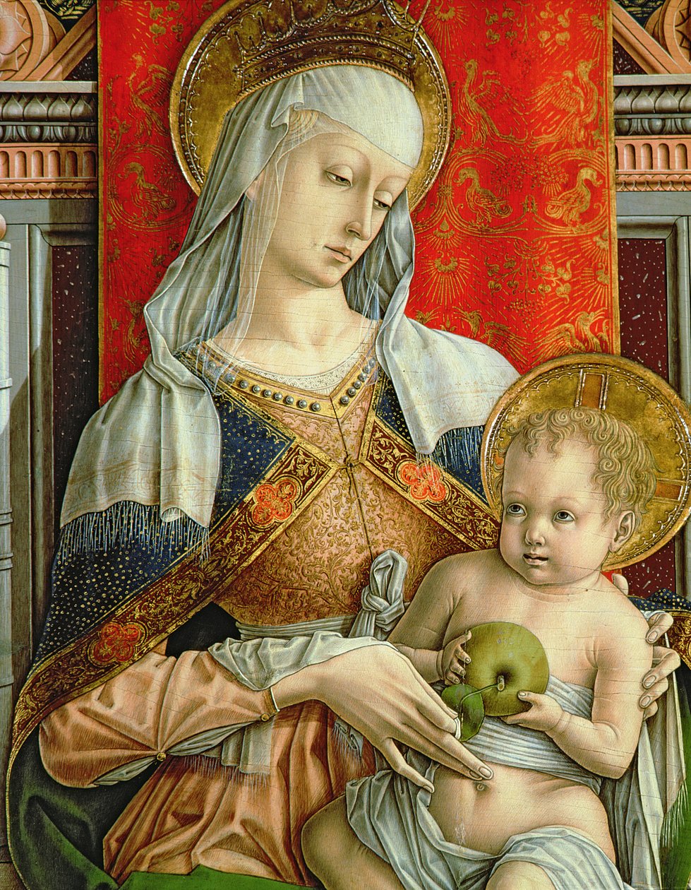 Madonna and Child，细节来自SantEmidio polyptych，1473 tempera，面板细节为76636 作者 卡洛·克里维利（Carlo Crivelli）