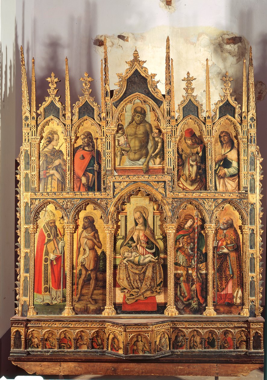 麦当娜和儿童与圣徒，polyptych（面板上的蛋彩画） 作者 卡洛·克里维利（Carlo Crivelli）