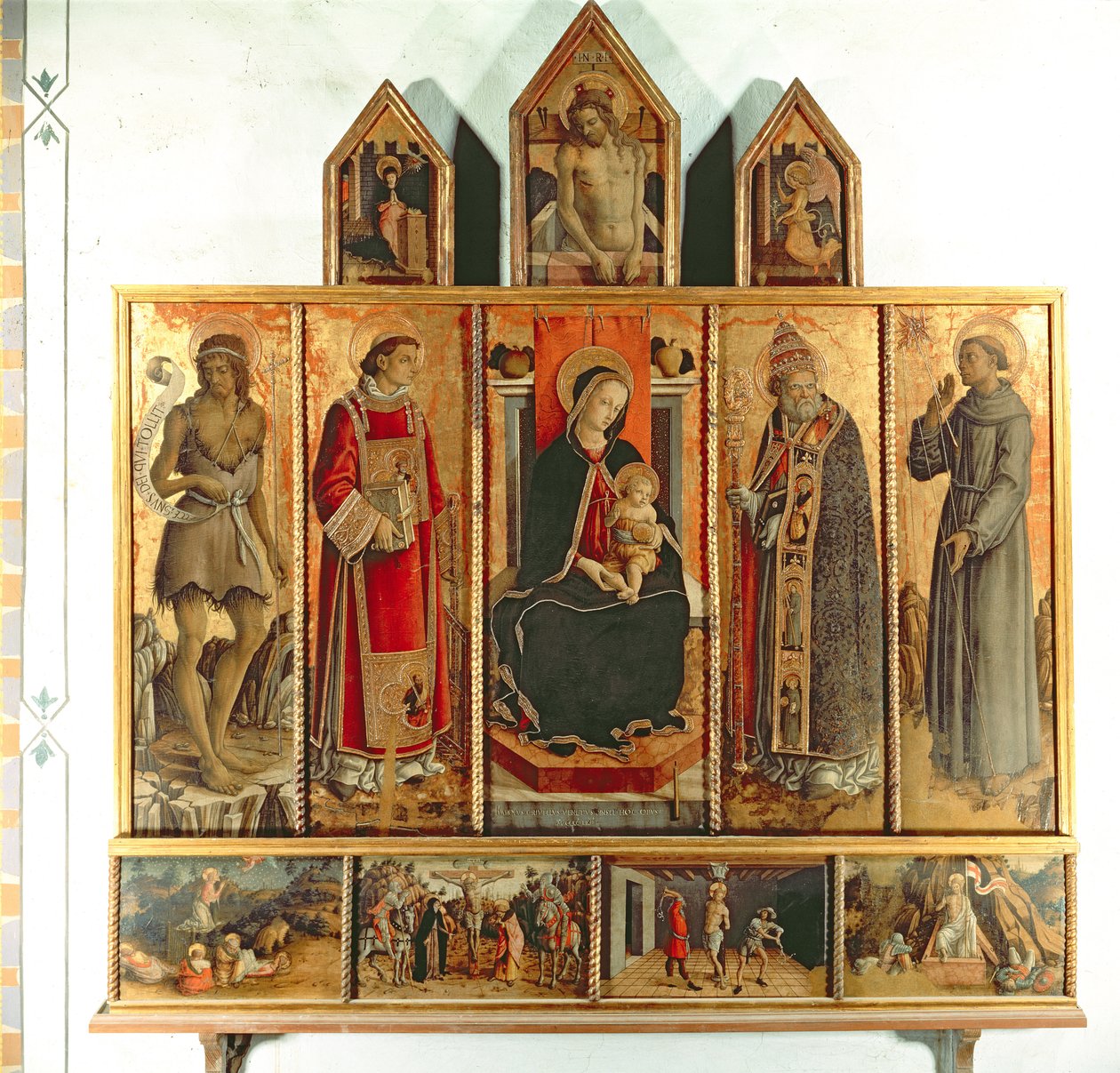 麦当娜和儿童与圣徒，polyptych，1468（面板上的蛋彩画） 作者 卡洛·克里维利（Carlo Crivelli）