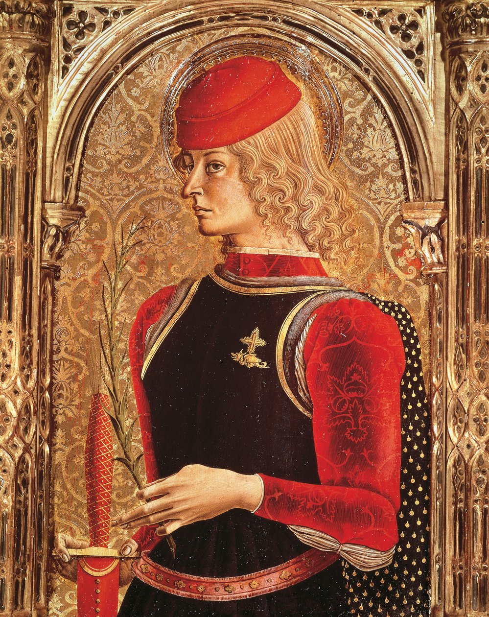 圣乔治的再现，祭坛画的细节，由卡洛·克里维利（Carlo Crivelli，约 1430-1493 年）创作。 圣礼教堂，阿斯科利皮切诺大教堂，马尔凯。 作者 卡洛·克里维利（Carlo Crivelli）