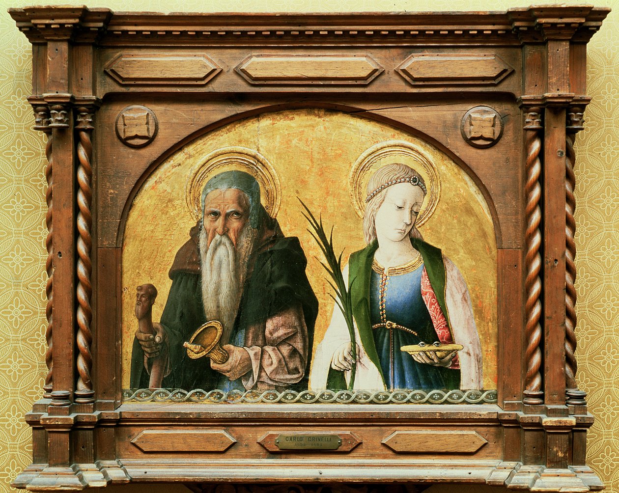 St. Anthony the Hermit和St. Lucy，c.1470（船上的蛋彩画） 作者 卡洛·克里维利（Carlo Crivelli）