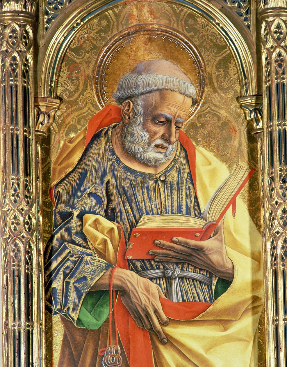 圣彼得，详细信息来自SantEmidio polyptych，1473蛋彩画，面板细节为76636 作者 卡洛·克里维利（Carlo Crivelli）