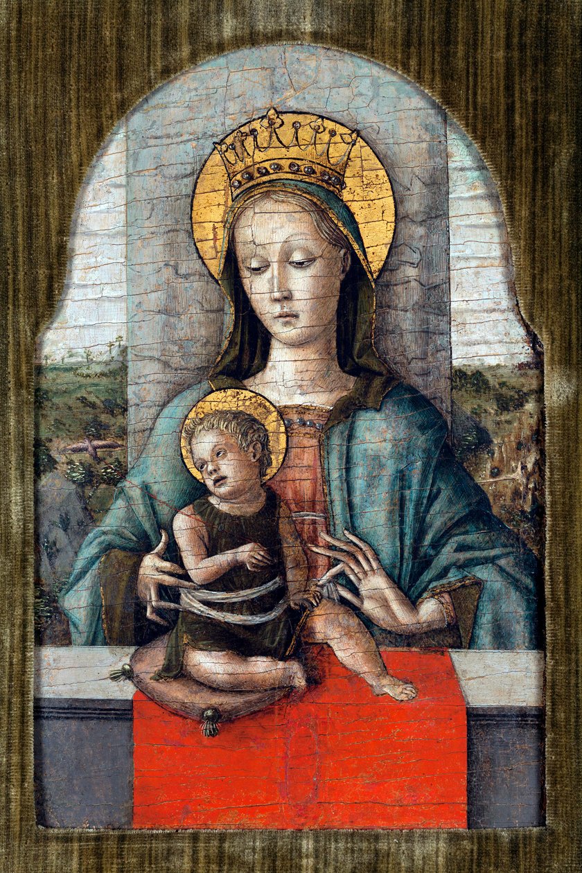 圣母与圣婴 par Crivelli，Carlo（约 1435 年至 1495 年）。画板上的钢笔画，尺寸：28x18，约 1455 年，威尼斯奇尼基金会 作者 卡洛·克里维利（Carlo Crivelli）