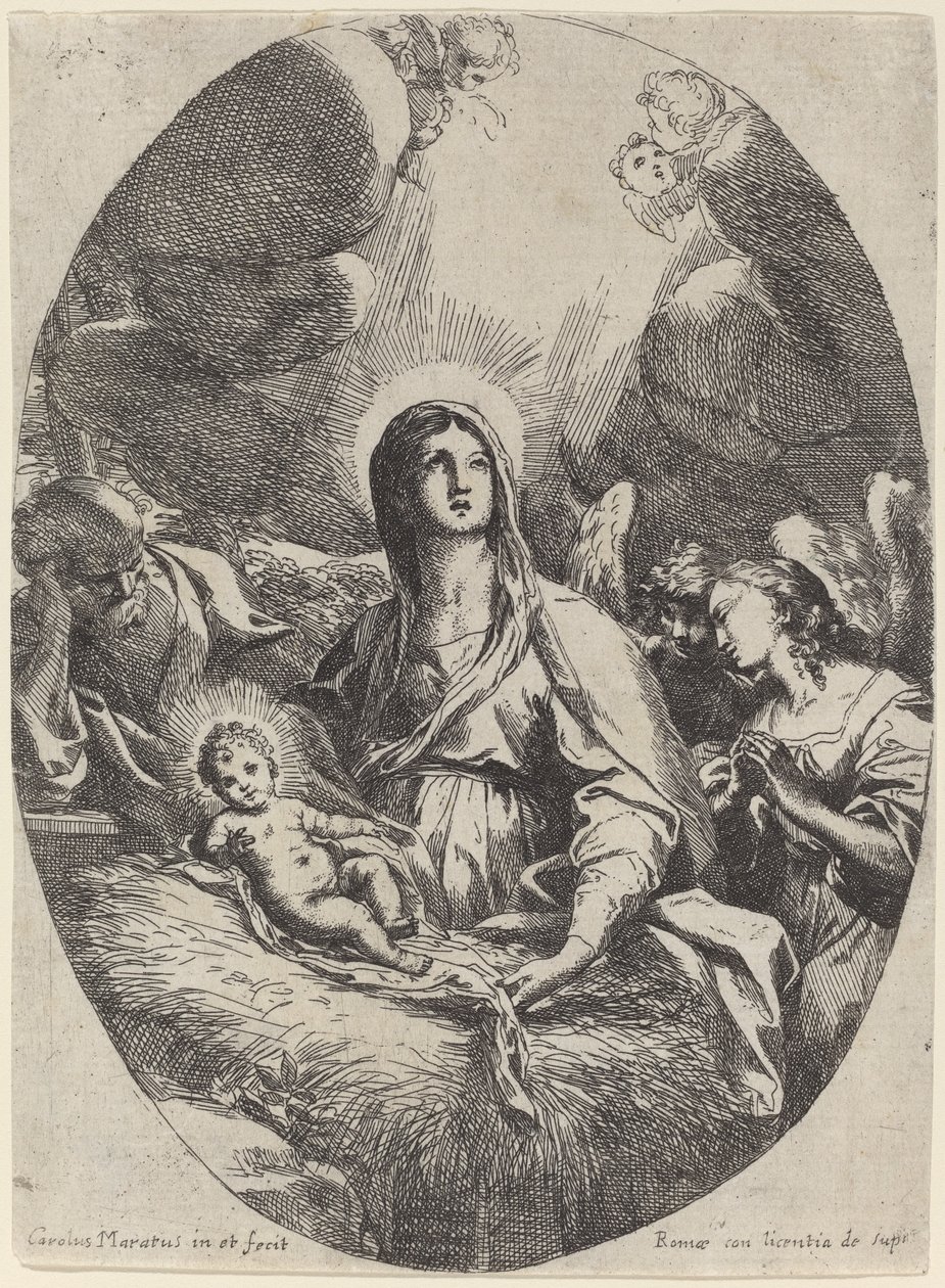 圣家族与天使 作者 卡洛·马拉塔（Carlo Maratta）