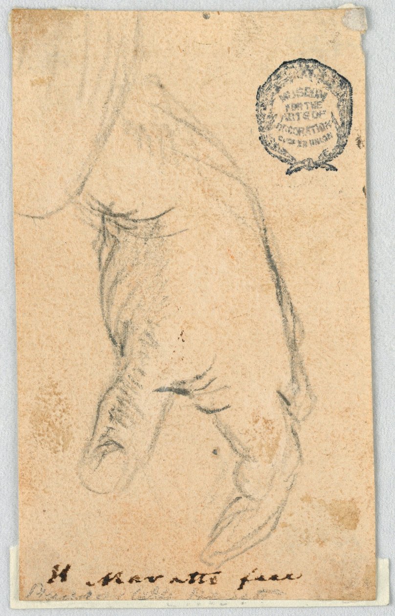 素描，素描：悬垂的左手，1650-1700 年 作者 卡洛·马拉蒂（Carlo Maratti）